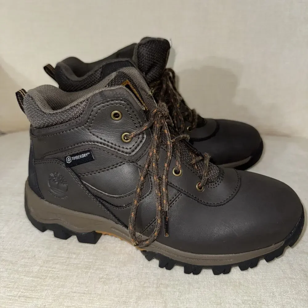 TIMBERLAND Maddsen Mid Hiker Brown Boot Size Youth 3.5 EUC